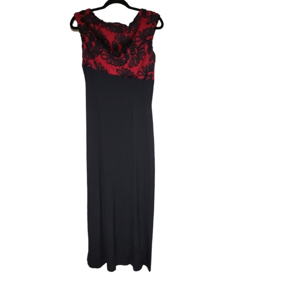 NEW Red & Black Soutache Faux-wrap Gown Size 6 - Picture 4 of 6